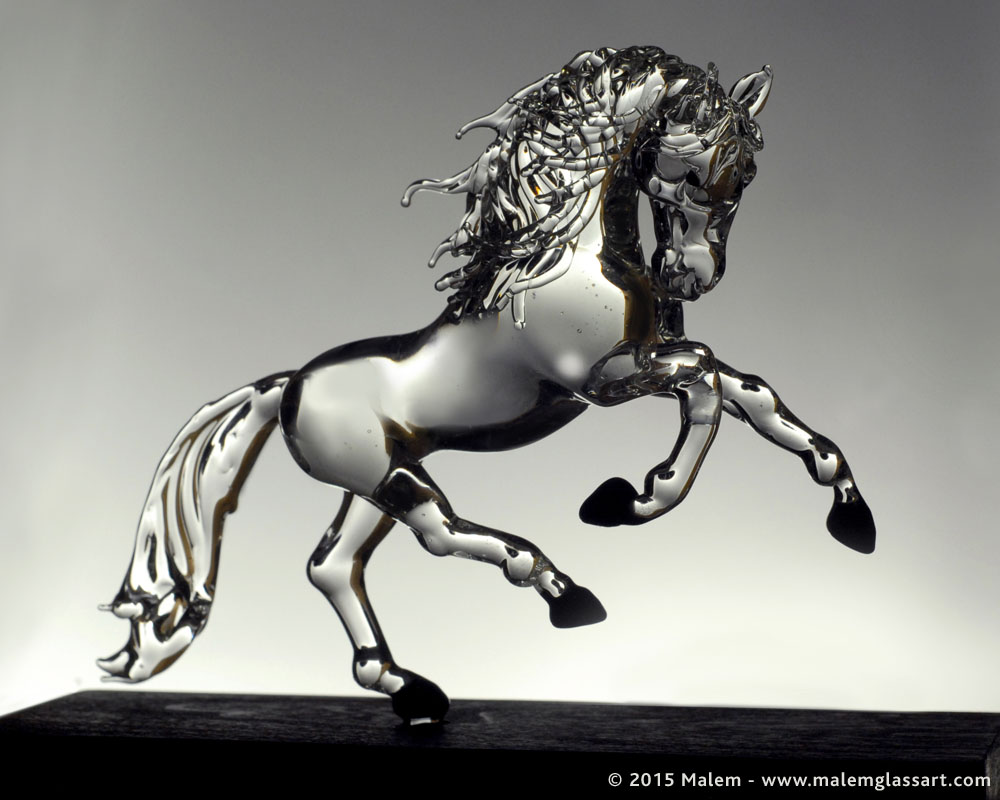 Glass Andalusian horse sculpture
